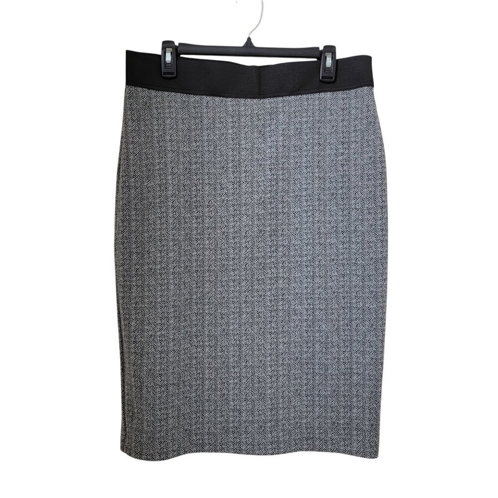 New York & Company Size L Gray & Black Herringbone Pencil Skirt, Exc. Used Cond.